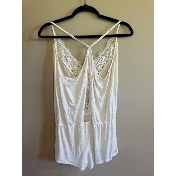 Victoria's Secret Romper White Lace Trim Sleepwear Lingerie - Picture 2 of 3